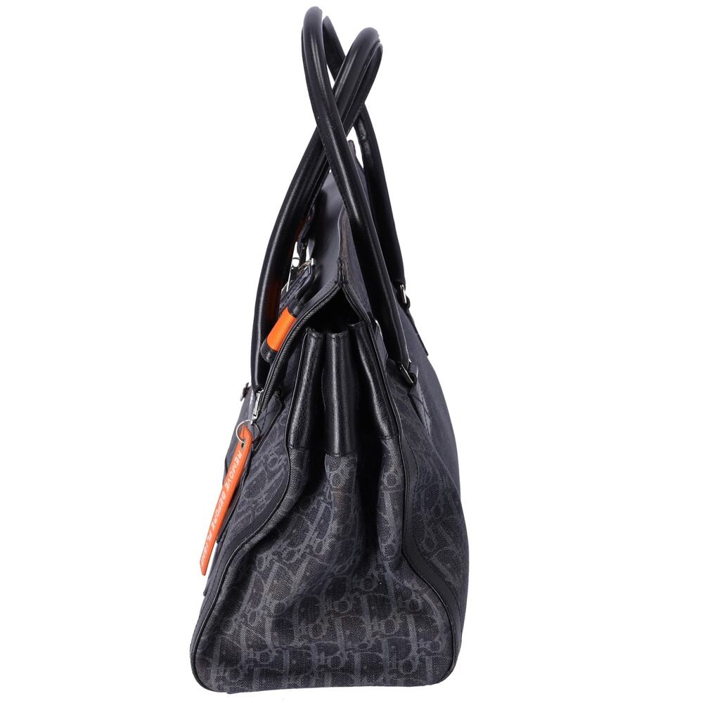 Christian Dior Flight Trotter Handbag Navy Black Orange Denim Leather - Picture 2 of 8